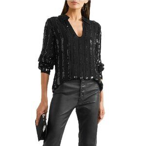 NILI LOTAN Sequined Stripe Annette Top